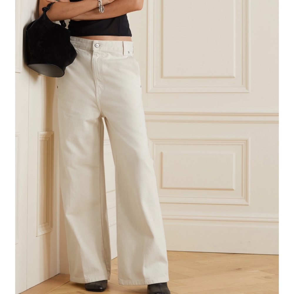 Khaite Ian Mid-Rise Wide Leg Jeans in Ivory